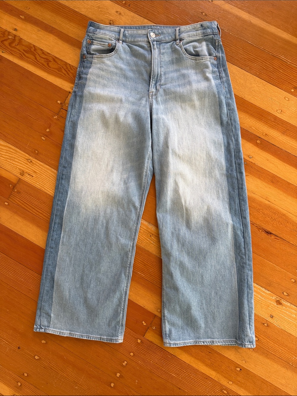 American Eagle Super High Rise Baggy Wide Leg Jeans 12 Short